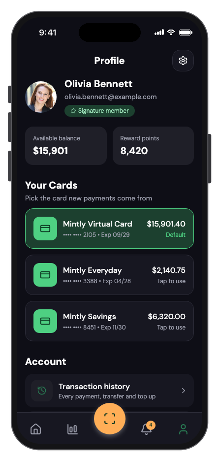 Mintly mobile app template screenshot 3