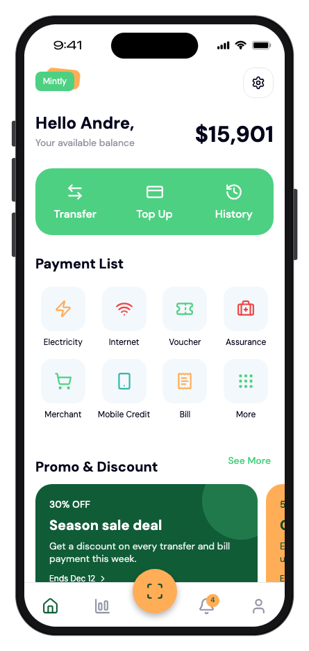 Mintly mobile app template preview