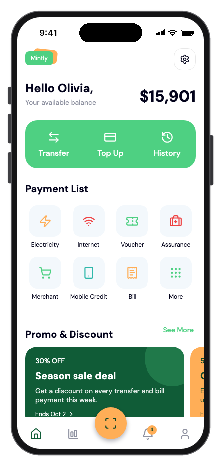 Mintly mobile app template preview