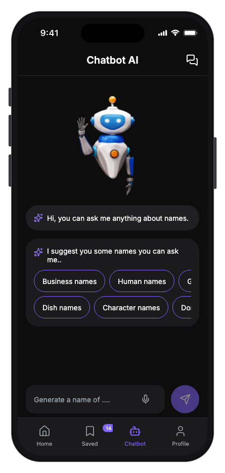 NameCraft mobile app template screenshot 2
