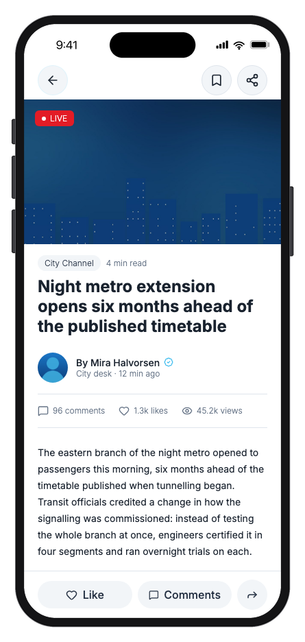 Newsflow mobile app template screenshot 3