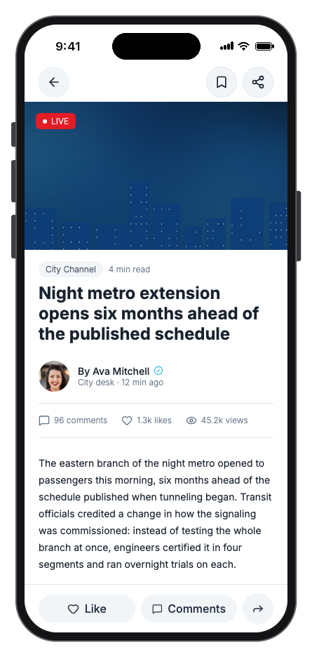 Newsflow mobile app template screenshot 3