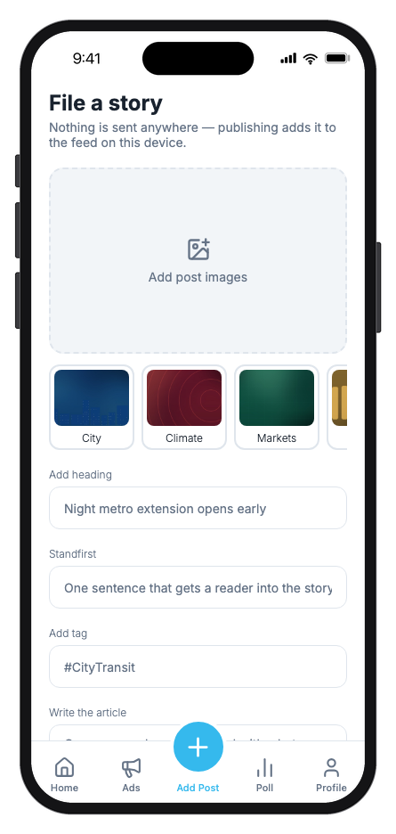 Newsflow mobile app template screenshot 4