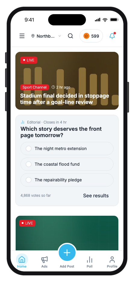 Newsflow mobile app template preview