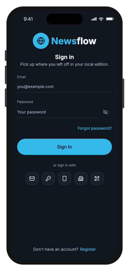Newsflow mobile app template screenshot 8