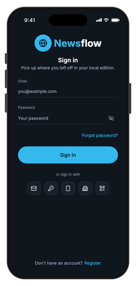 Newsflow mobile app template screenshot 8