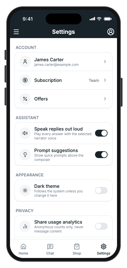 Nexa AI mobile app template screenshot 6