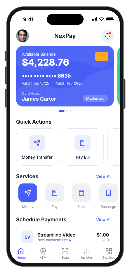 NexPay mobile app template preview