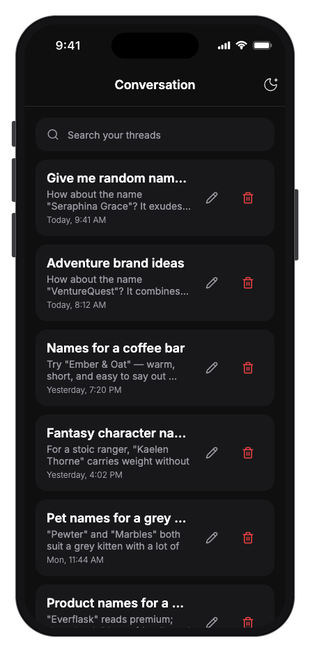 Nomina mobile app template screenshot 4