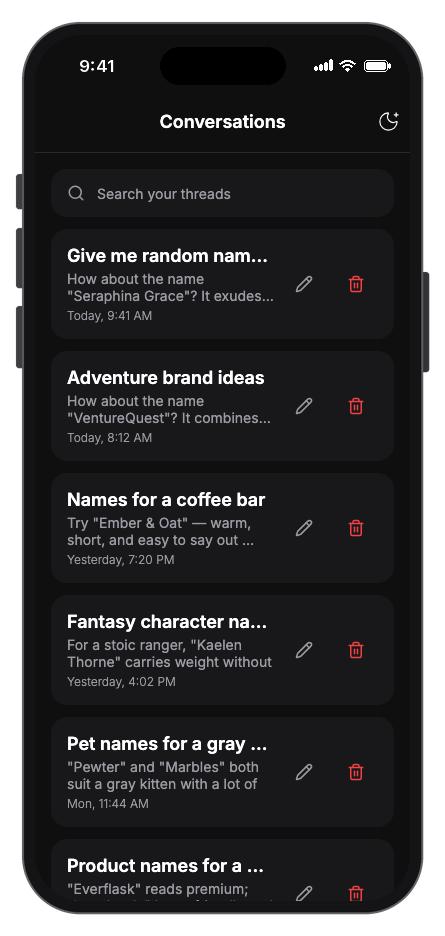 Nomina mobile app template screenshot 4