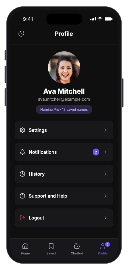 Nomina mobile app template screenshot 6