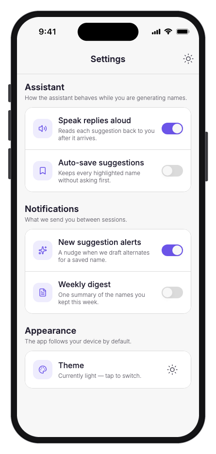 Nomina mobile app template screenshot 8