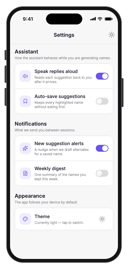 Nomina mobile app template screenshot 8