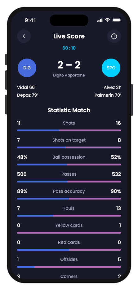 Pitchside mobile app template screenshot 2
