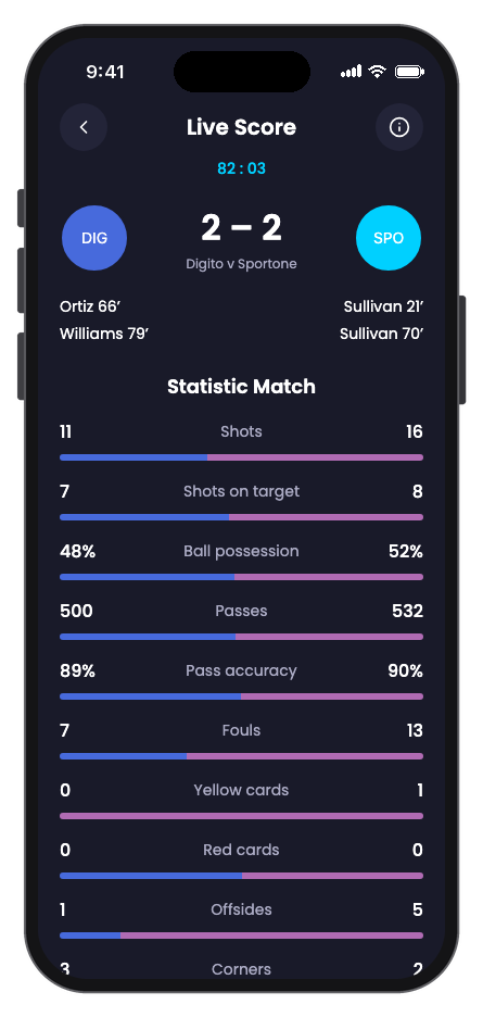 Pitchside mobile app template screenshot 2