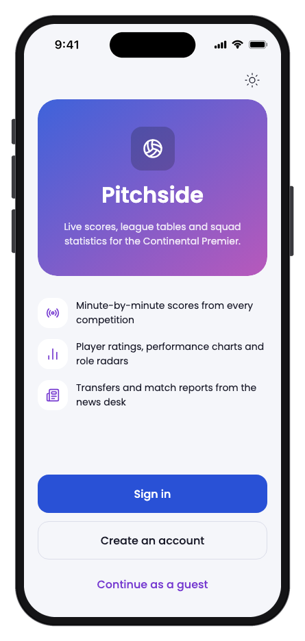 Pitchside mobile app template screenshot 5
