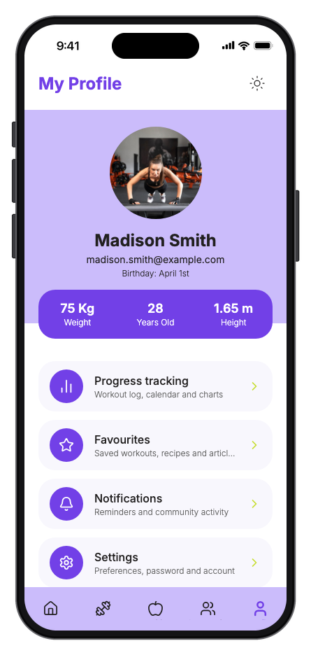 PulseFit mobile app template screenshot 5