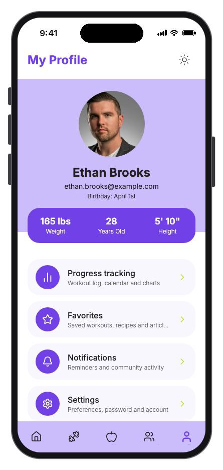 PulseFit mobile app template screenshot 5