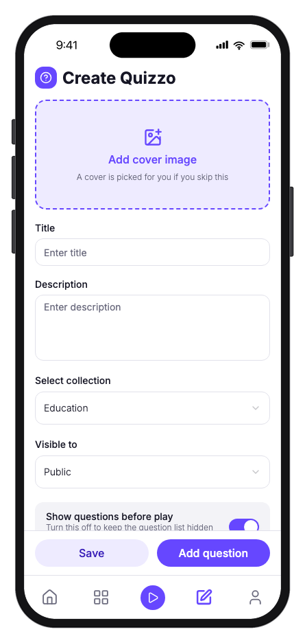 Quizzo mobile app template screenshot 2