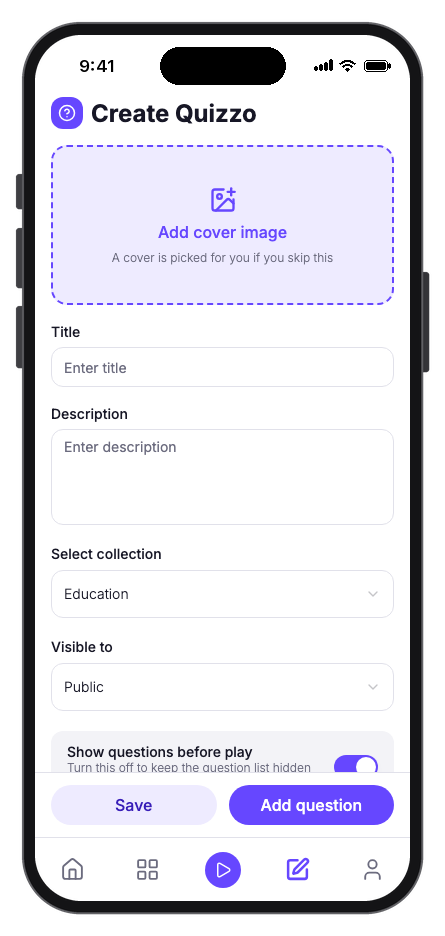 Quizzo mobile app template screenshot 2
