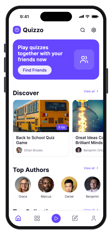 Quizzo mobile app template preview
