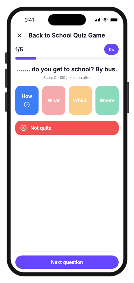 Quizzo mobile app template screenshot 5