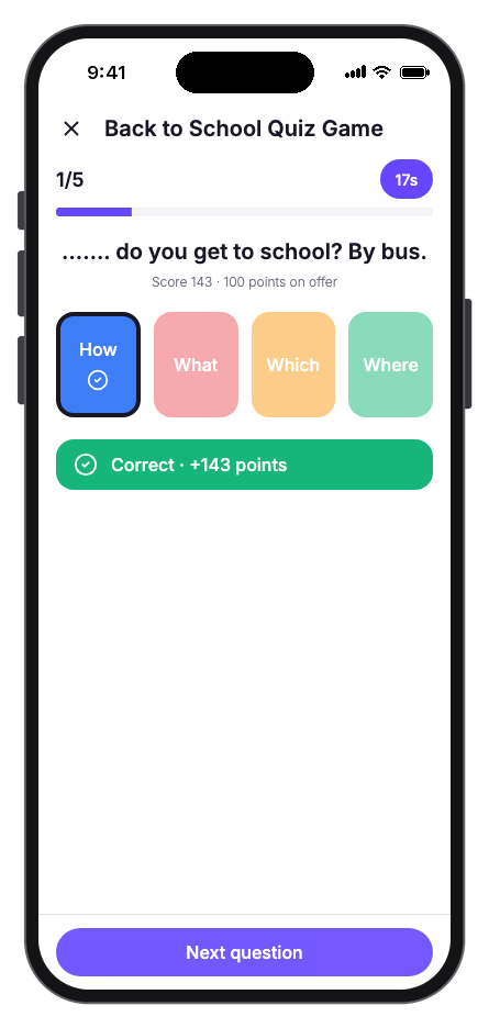 Quizzo mobile app template screenshot 5