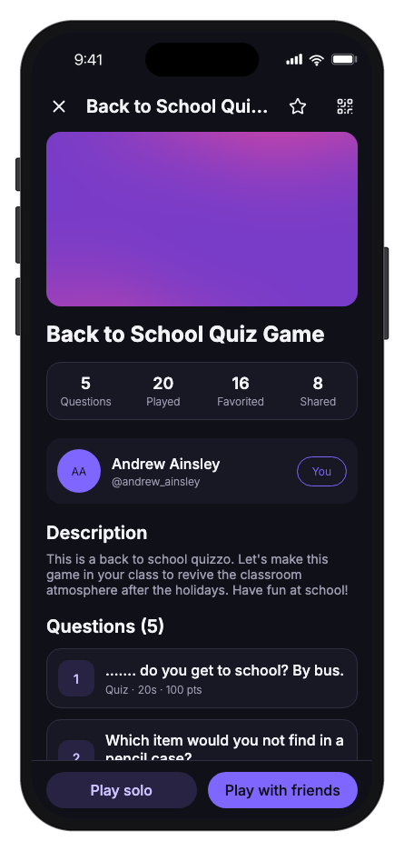 Quizzo mobile app template screenshot 8