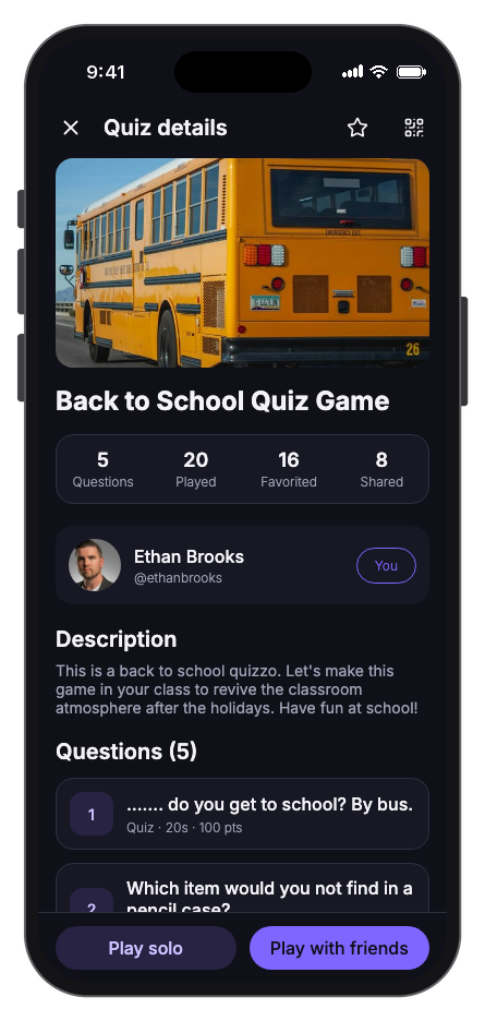 Quizzo mobile app template screenshot 8