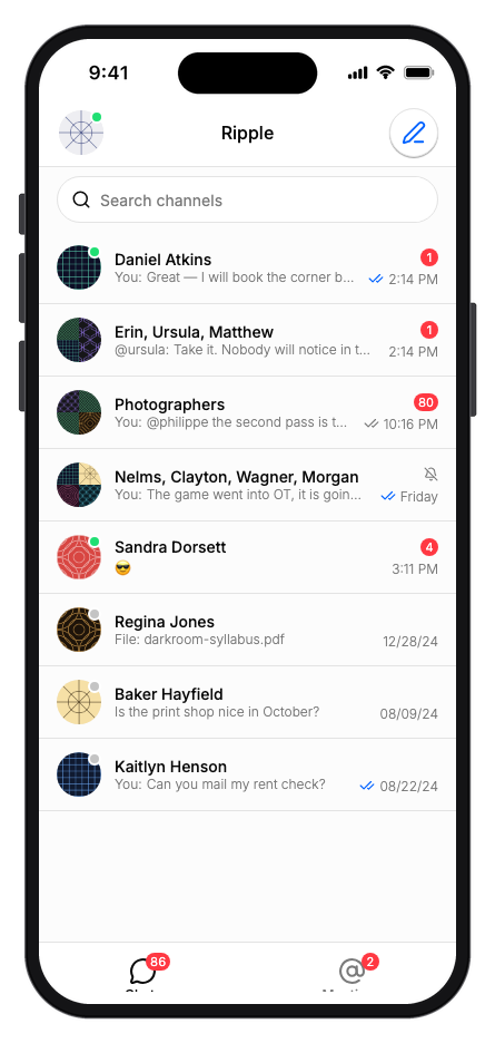 Ripple mobile app template preview