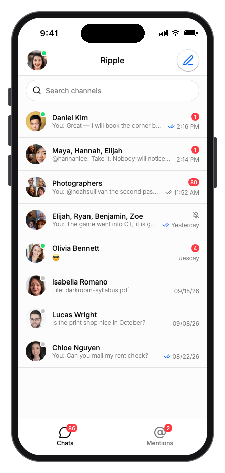 Ripple mobile app template preview