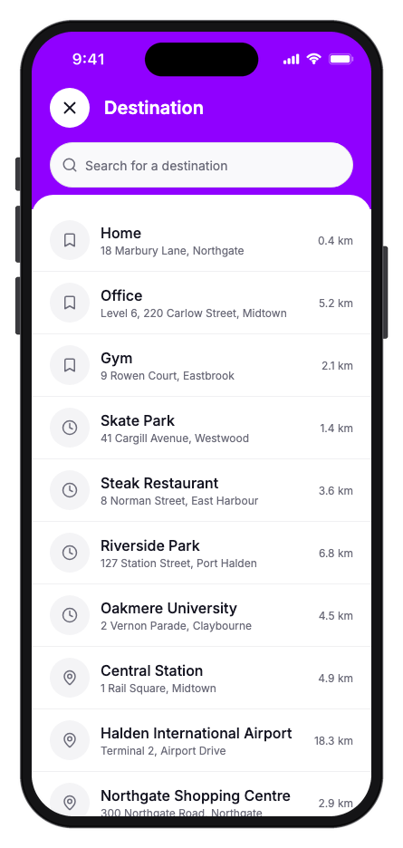 Ryda mobile app template screenshot 5