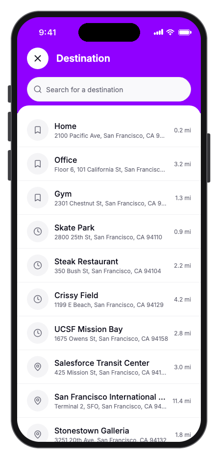 Ryda mobile app template screenshot 5