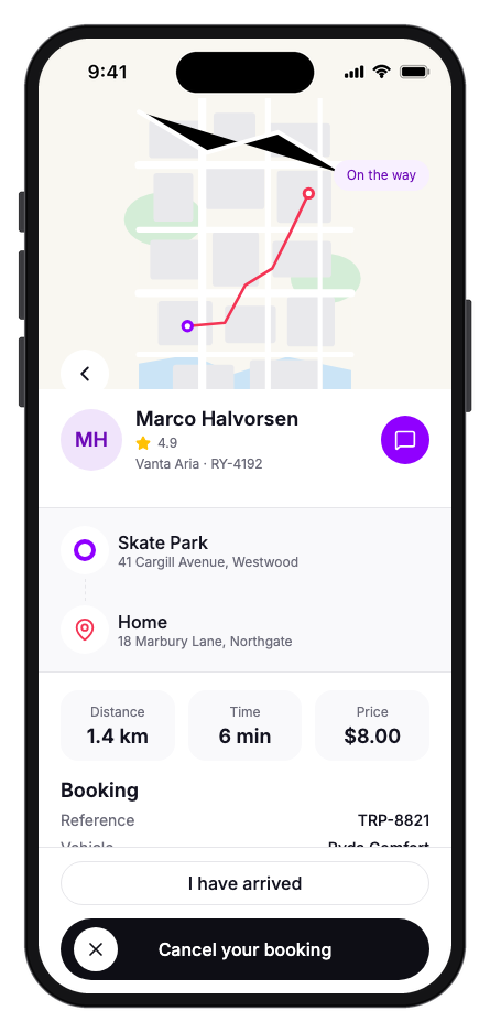 Ryda mobile app template screenshot 7