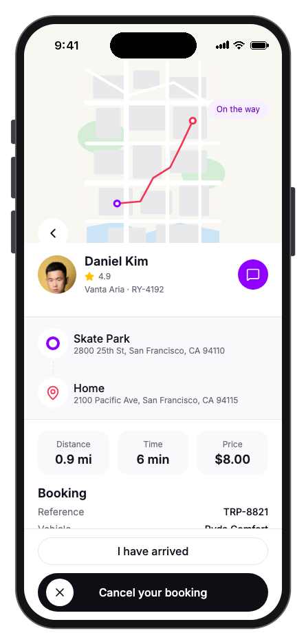 Ryda mobile app template screenshot 7