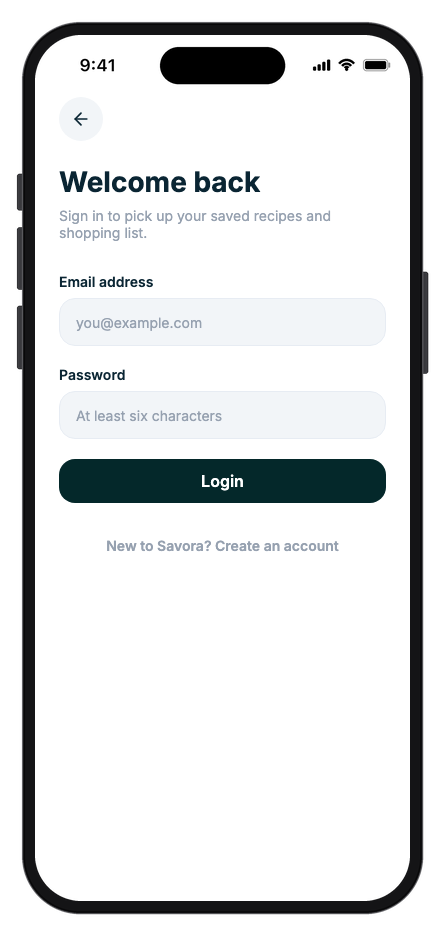 Savora mobile app template screenshot 5