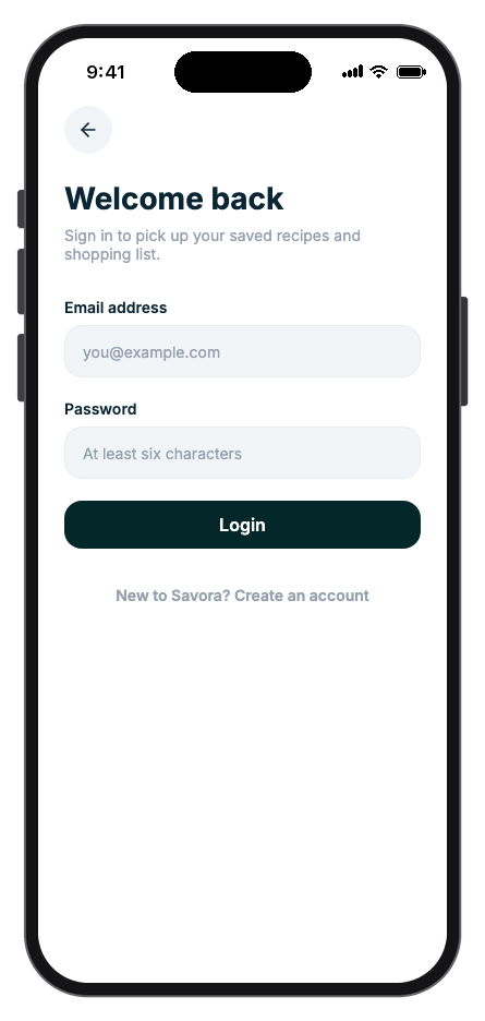 Savora mobile app template screenshot 5