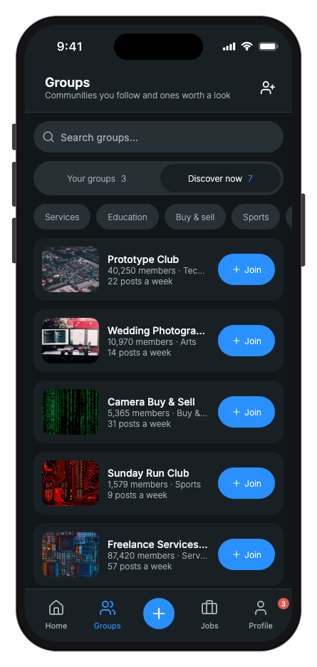 SocialMate mobile app template screenshot 2