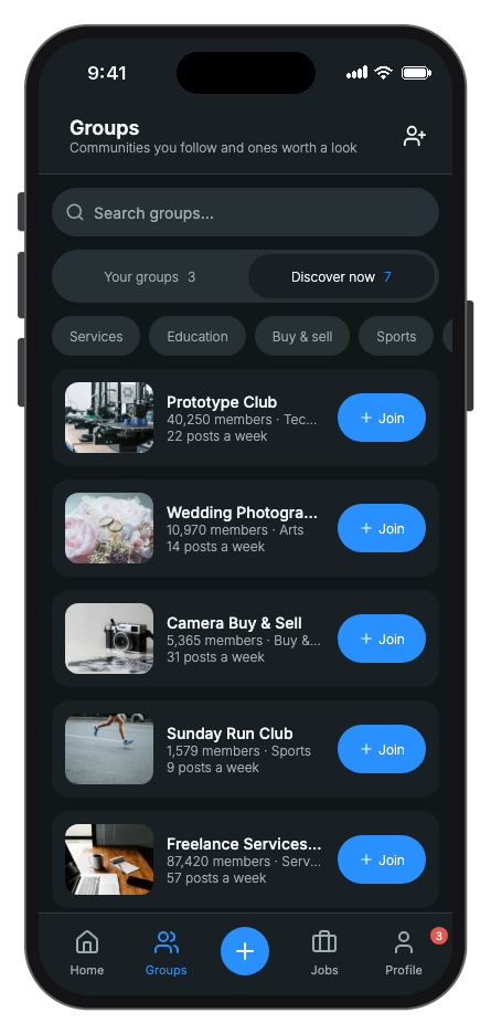 SocialMate mobile app template screenshot 2