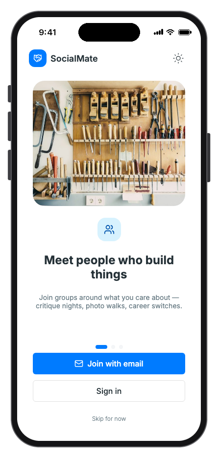 SocialMate mobile app template screenshot 6