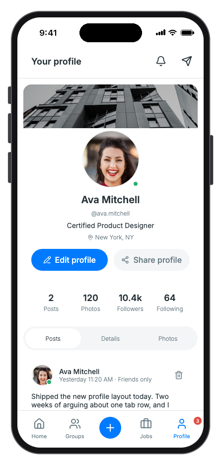 SocialMate mobile app template screenshot 8