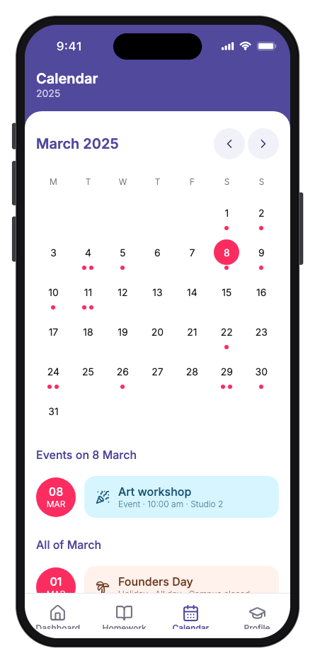 Stellar School mobile app template screenshot 3