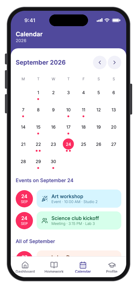 Stellar School mobile app template screenshot 3