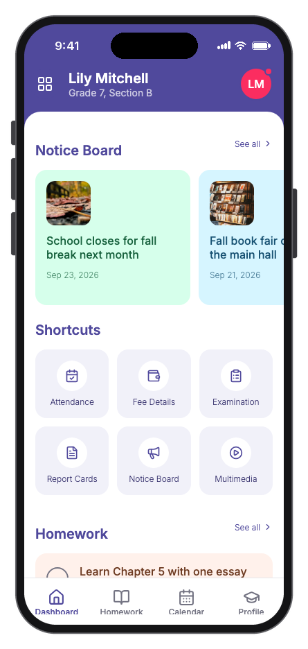 Stellar School mobile app template preview