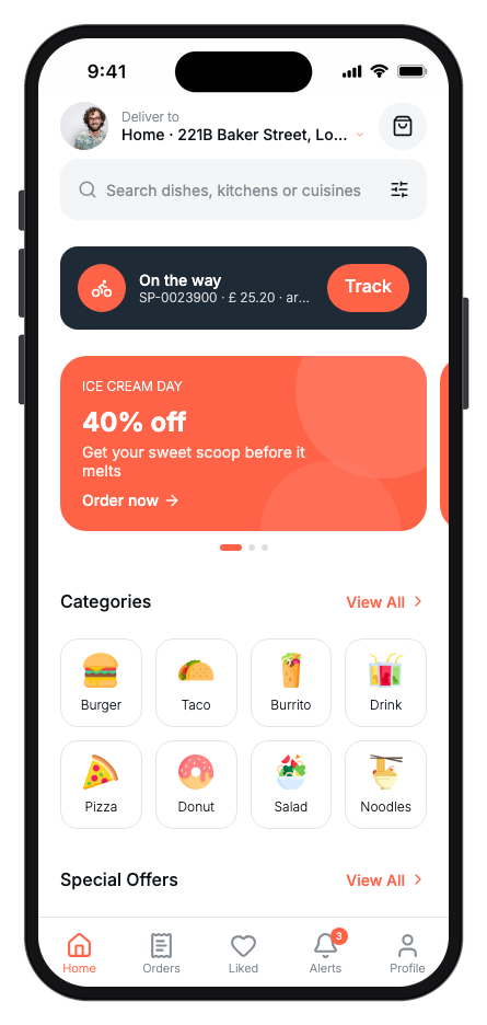 SwiftBite mobile app template preview