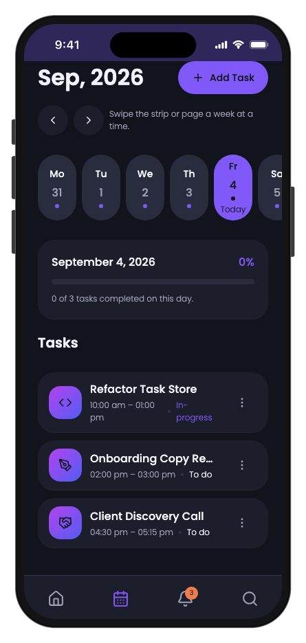TaskFlow mobile app template screenshot 2