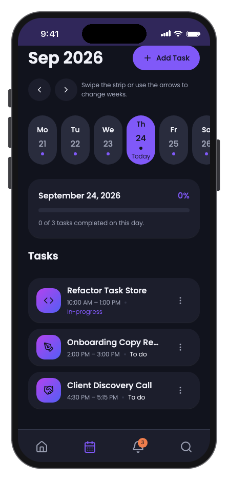 TaskFlow mobile app template screenshot 2