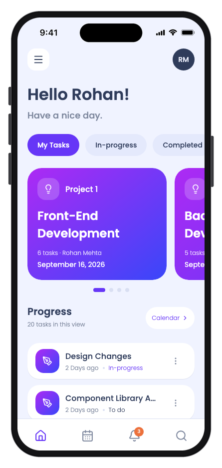 TaskFlow mobile app template preview