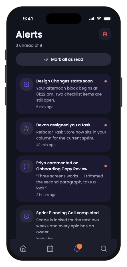TaskFlow mobile app template screenshot 4