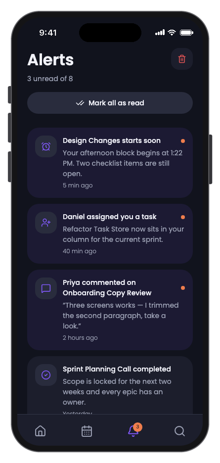 TaskFlow mobile app template screenshot 4
